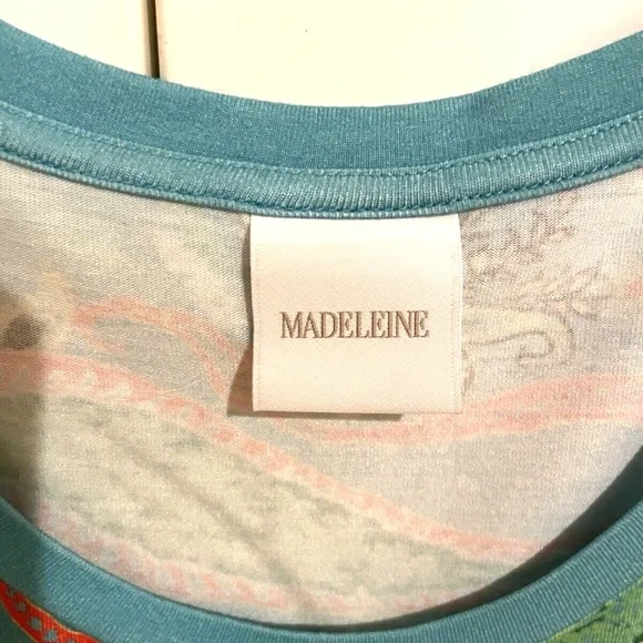 XL Blue Paisley Pattern Short Sleeve Top - German Brand Madeleine - Picture 4 of 5